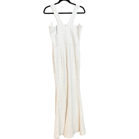 Dress the Population Sleeveless Raven Sequin Gown Dress White Women's Size M NWT - Picture 4 of 11